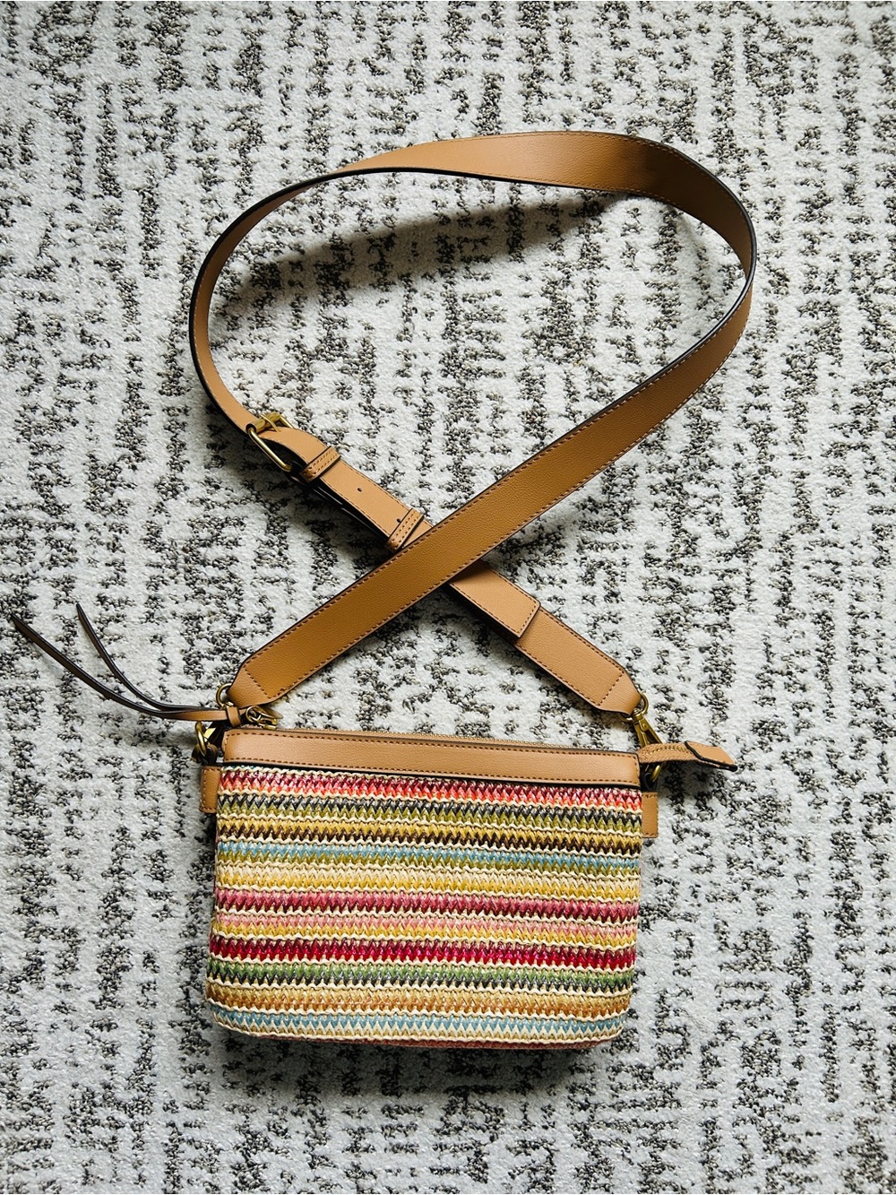 Style & Co. Rainbow Woven Straw Crossbody Bag NWOT